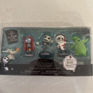NEW Disney Tim Burton Nightmare Before Christmas Glow in Dark Mini Figure 5 pc